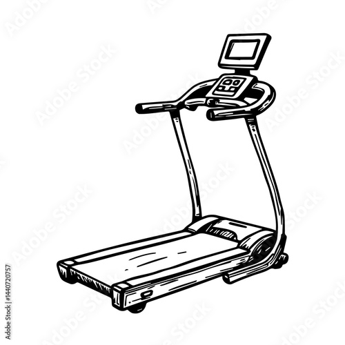 Treadmill illustration in black and white