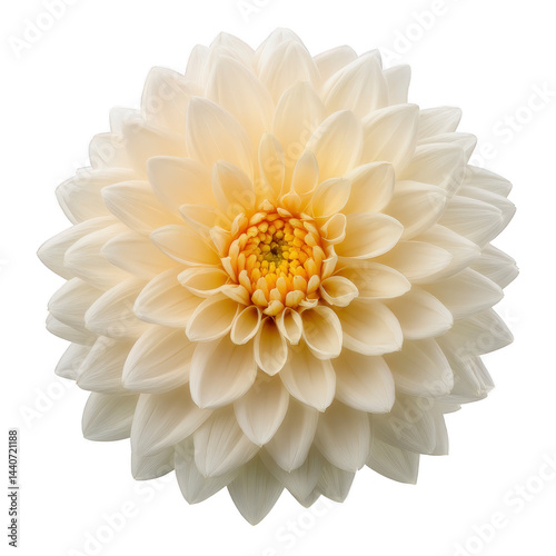 Wallpaper Mural Close up of beautiful white dahlia flower with soft, delicate petals radiating from vibrant yellow center, showcasing nature intricate design and elegance Torontodigital.ca