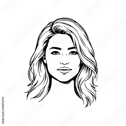 Woman portrait in black and white, for graphic design