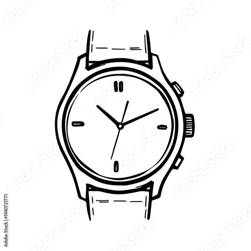 Sketch of a wristwatch on white, for time management blogs