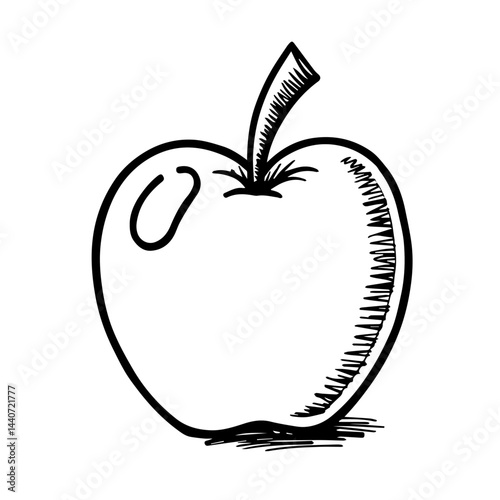 Apple illustration in black and white sketch style, for food blogs, with copy space