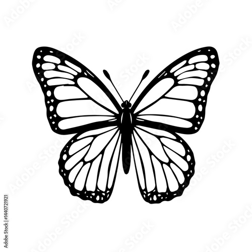 Detailed butterfly illustration in black and white, for nature blogs
