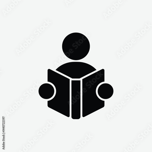 Reading or learning with book flat icon for education apps and websites 