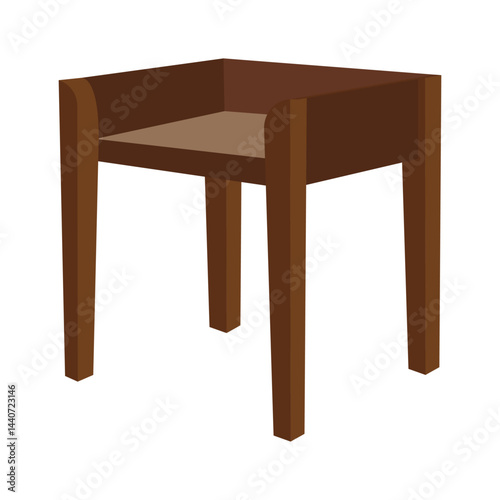 Modern wooden side table with square shape and four straight legs in 3d design