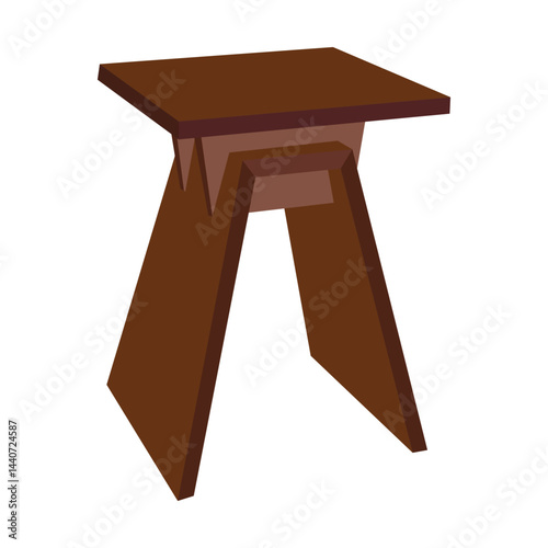 Unique wooden side table with angled legs and a minimalist 3d design