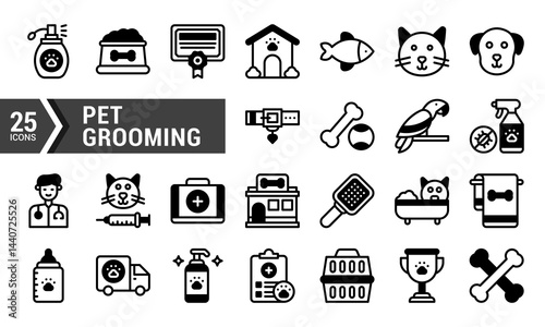 25 Pet Grooming Icons for Your Website or App Design.