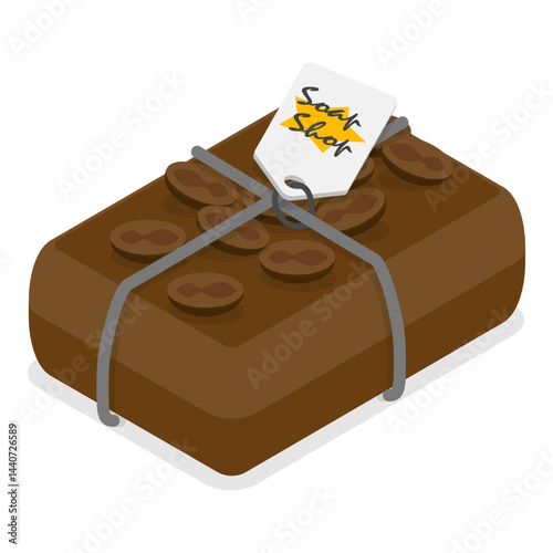 3D Isometric Flat Vector Illustration of Cocoa Natural Ingredients , Organic Cosmetic. Item 2