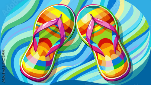A vibrant pair of colorful flip-flops perfect for a summer day