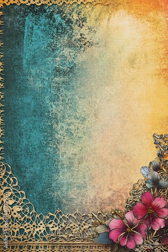 Vintage Floral Grunge Background.