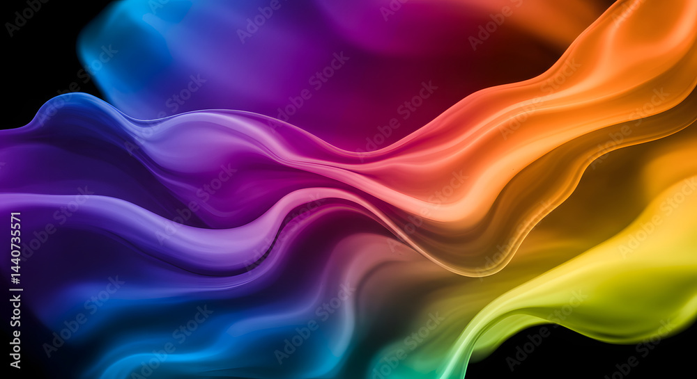 Obraz premium Stunning abstract artwork of vibrant colors flowing smoothly against a dark backdrop.