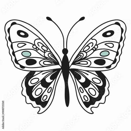 Vector drawn butterfly icon ai generate