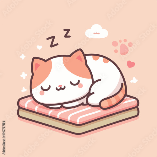 cute cat sleeping image vector
