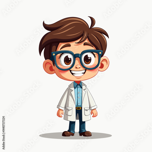 Cartoon scientist guy on a white background