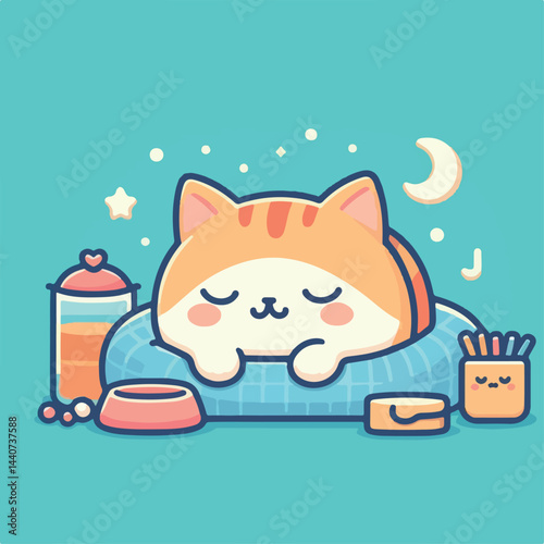 cute cat sleeping image vector