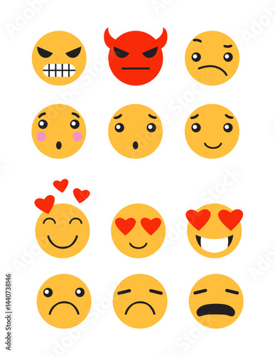 Set Sad and happy emoticons