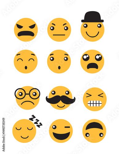 Set Sad and happy emoticons