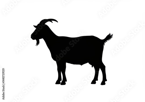 Black goat silhouette isolated on white background