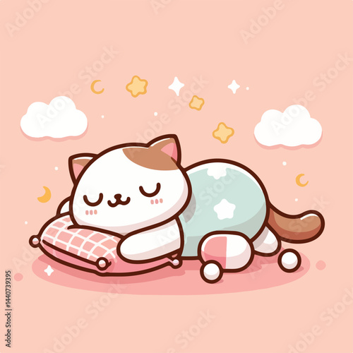 cute cat sleeping image vector