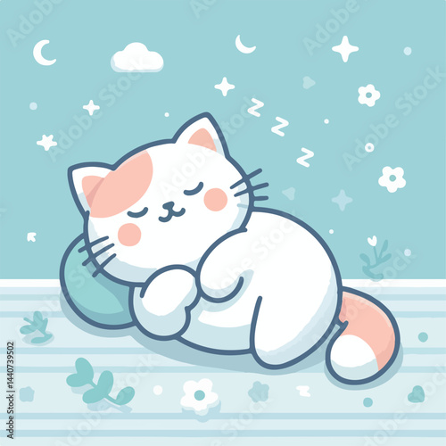cute cat sleeping image vector
