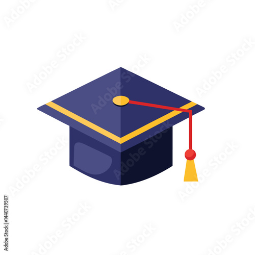 Graduation Cap Vector on White Background