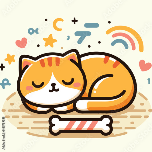 cute cat sleeping image vector