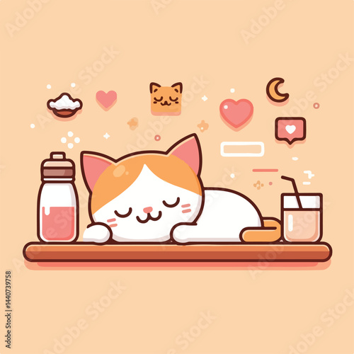 cute cat sleeping image vector