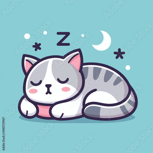 cute cat sleeping image vector