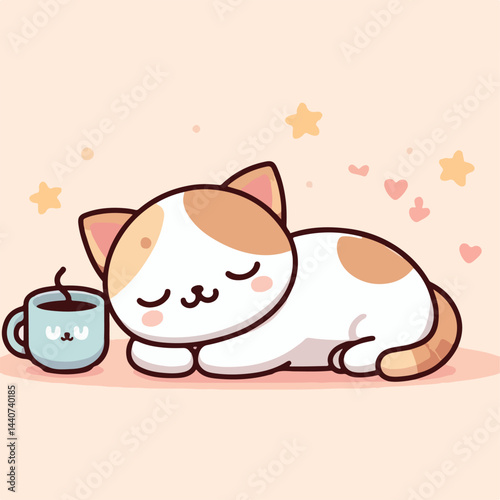 cute cat sleeping image vector