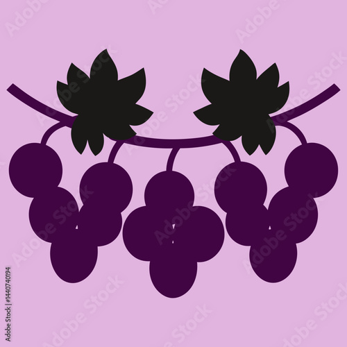A bunch of ripe red grapes, a sweet fruit, hangs from a green leafed vine branch, suggesting a healthy autumn harvest