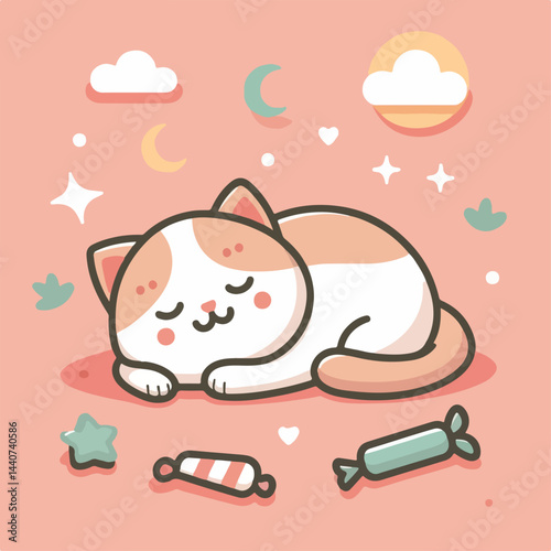 cute cat sleeping image vector