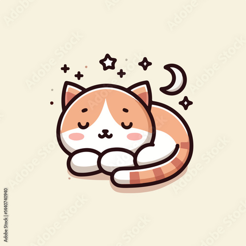 cute cat sleeping image vector