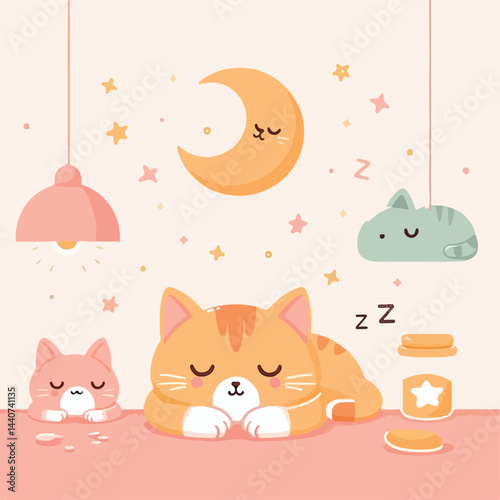 cute cat sleeping image vector