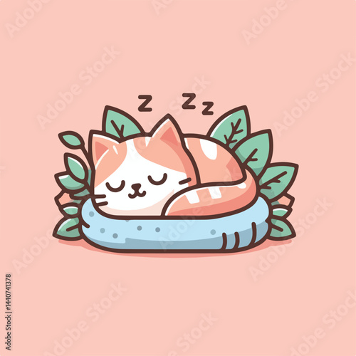 cute cat sleeping image vector