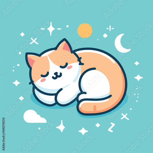 cute cat sleeping image vector