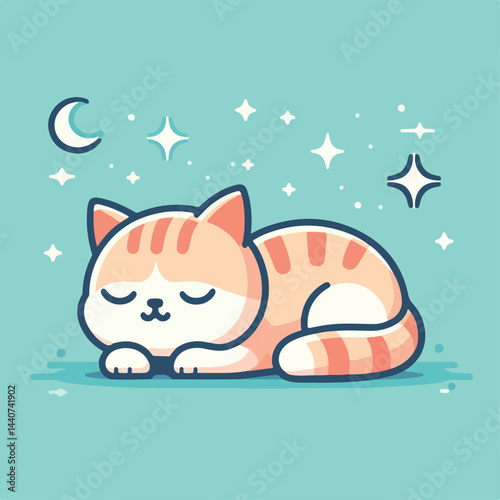 cute cat sleeping image vector