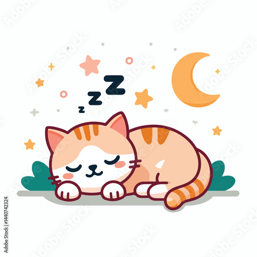 cute cat sleeping image vector