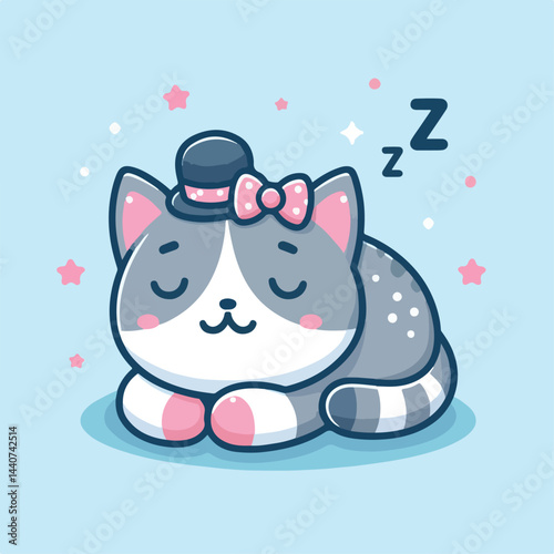 cute cat sleeping image vector