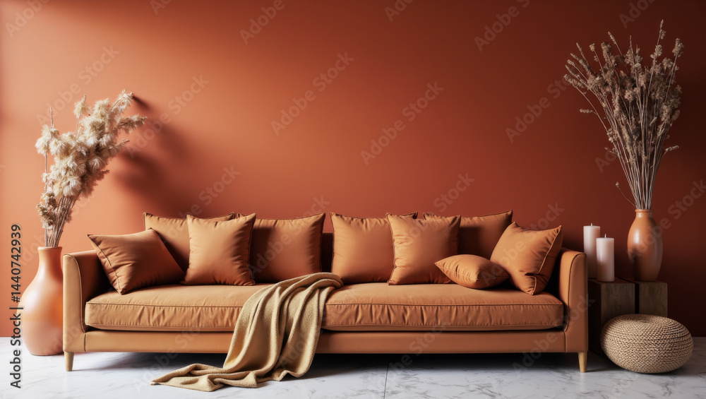 Terracotta Color Scheme Living Room Harmonious Warm Atmosphere