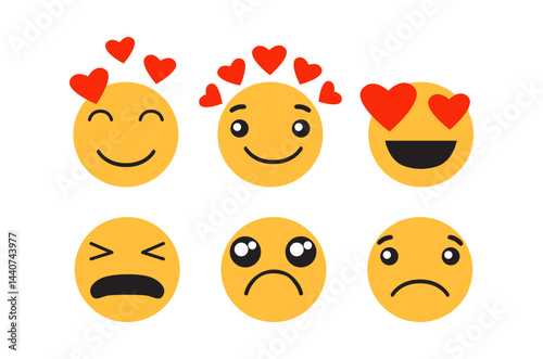 Set Sad and happy emoticons