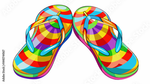 Very beautiful Colored flipflops on a white background