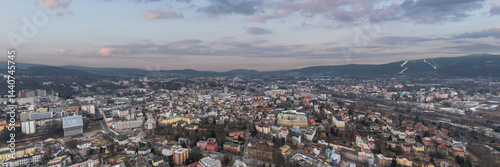 Obraz na płótnie Wide panorama: skyline cityscape of Liberec, Czech Republic w salonie