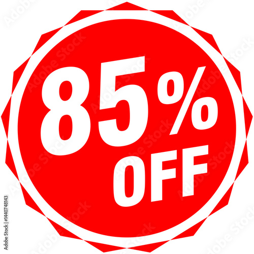 85 percent off special mega sale banner with ultra-bold typography and vibrant colors, perfect for liquidation events, clearance blowouts, retail closeouts and final markdown sales
