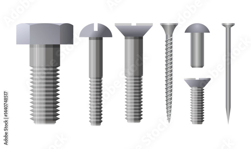 Metal fastening items bolts screws rivet nail