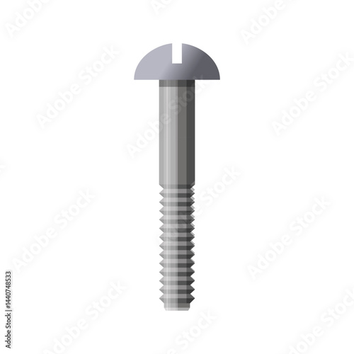 Slotted steel round head screw on white
