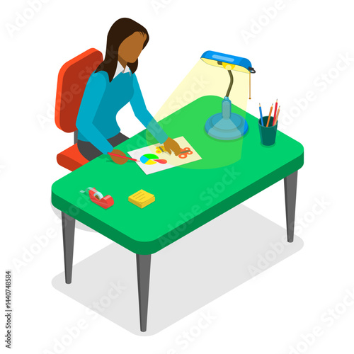 3D Isometric Flat Vector Illustration of Designers At Work, Professional Visual Artists. Item 1