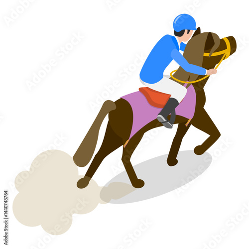 3D Isometric Flat Vector Set of Equestrian Elements, Horse Riding. Item 6