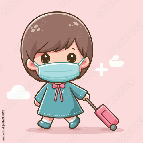 vector image of a child wearing a mask
