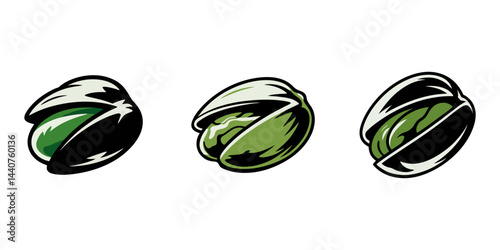 Pistachio Icon Set, Hand drawn sketch style pistachios set. Fresh and fried organic healthy food.  Best for packages design. Nuts vector illustrations isolated on white background, pistachio icon.