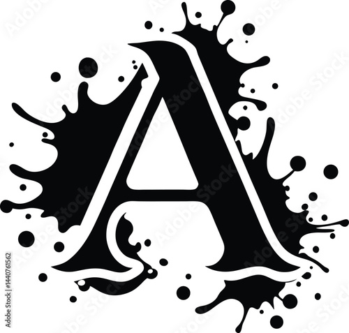 letter a silhouette with abstract splashes
