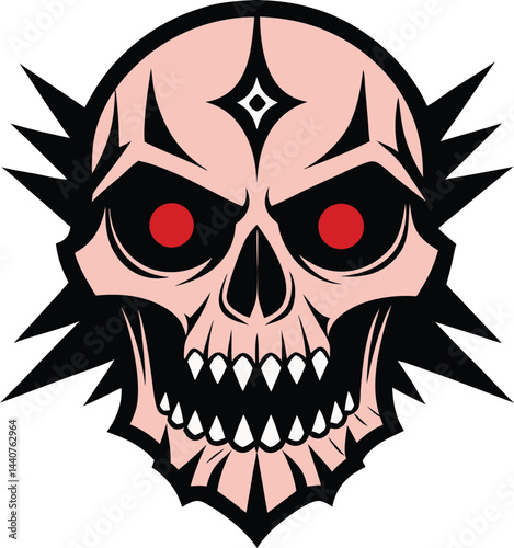 gothic metal skull silhouette vector design 